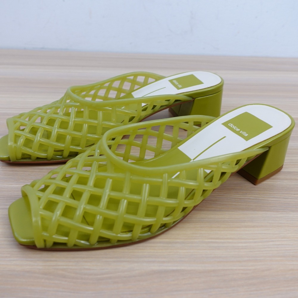 Dolce Vita Chartreuse Green Jelly Mule Heels 6 Y2K Retro Dopamine Resort Summer